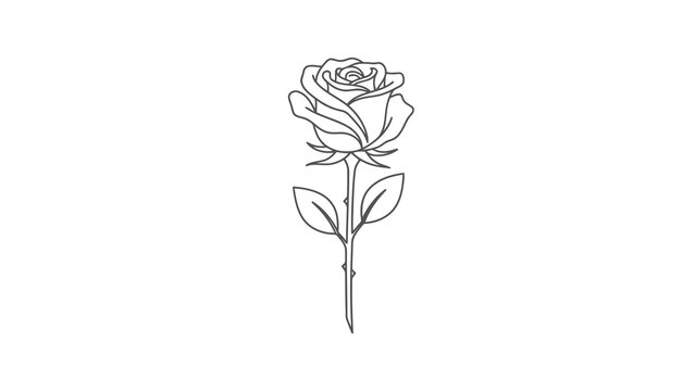 Beautiful single rose line art