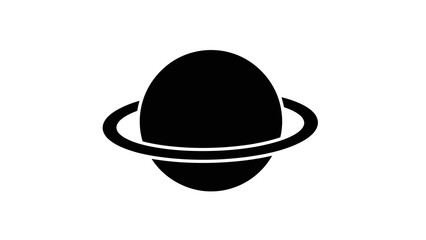 Simple black planet icon with ring