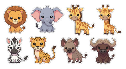 Cartoon safari animals elephant lion giraffe zebra cheetah and buffalo © Hadi