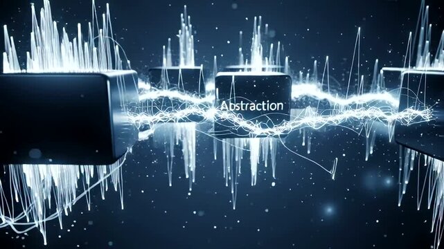Abstract Digital Cubes with Sound Waves.
