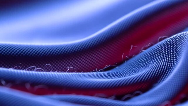 Blue Fabric Texture with Red Underlay.