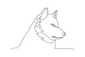 Naklejka premium Wolf Head Side View. Wild Animal Concept. Single line draw design Video 4k. Footage graphic illustration