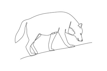 Naklejka premium Wolf Walking In Wild Area. Wild Animal Concept. Single line draw design Video 4k. Footage graphic illustration