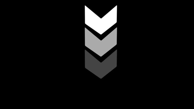 White Arrow icon animation on a black background,with 4k video animation.