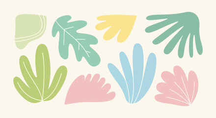 Colorful Leaf Shapes and Designs Collection.