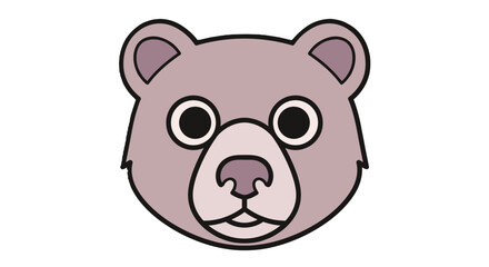 Naklejka premium Simple and charming vector illustration featuring a friendly bear's head, ideal for children's projects, animal-themed designs, and cute character artwork