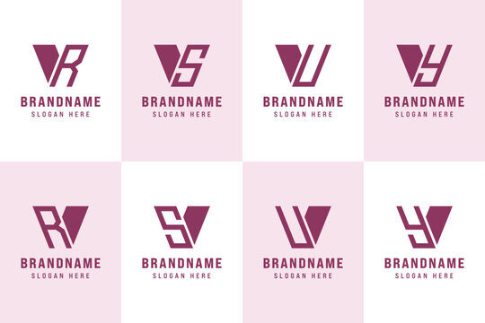Letters VR VS VU VY Logo Set, for VR RV VS SV VU UV VY YV Initials