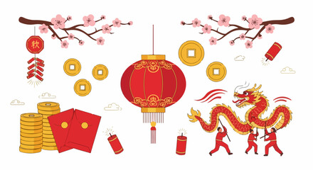 flat illustration of Chinese New Year moment