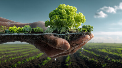 Green economy climate support innovation agriculture crop in hand water conservation hope