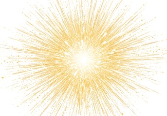 Obraz premium Golden starburst explosion with radiant light rays on a white background