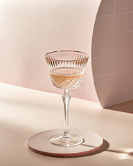 A stylish glass of champagne on a modern table setting
