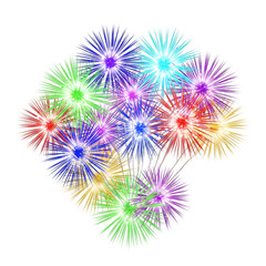 Abstract Colorful Fireworks Pattern Design Element Isolated on Transparent Black Background