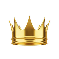 Golden crown viewed from the front on a plain background