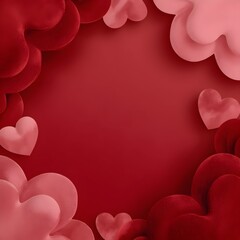 Elegant Love Concept with Red Roses and Heart Shape Symbols.