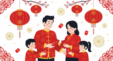 flat illustration of Chinese New Year celebration