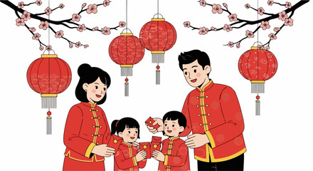 flat illustration of Chinese New Year celebration