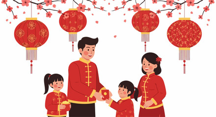 flat illustration of Chinese New Year celebration