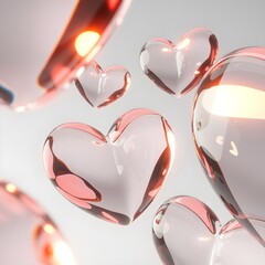 Modern Romance: Hyper-Realistic Glossy Glass Heart Digital Art.