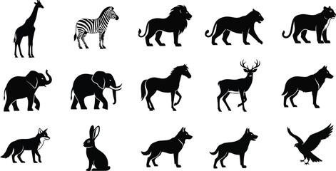 Obraz premium Silhouettes of various wild animals