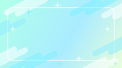 透明感のある水色グラデーションのメンフィス風フレーム背景 16:9	
