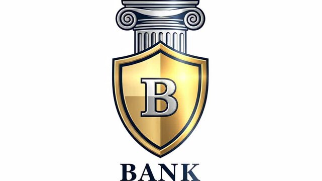 Bank Logo with Shield and Pillar.