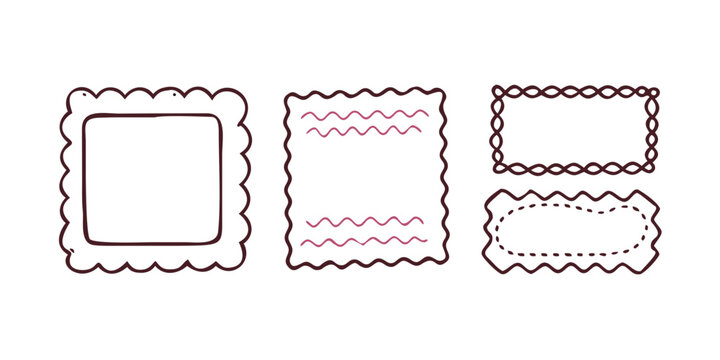 Three distinct postage stamps with unique patterns and designs. Vector