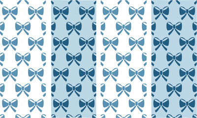 Minimal blue bow repeating decorative surface pattern vector illustration, easily editable.