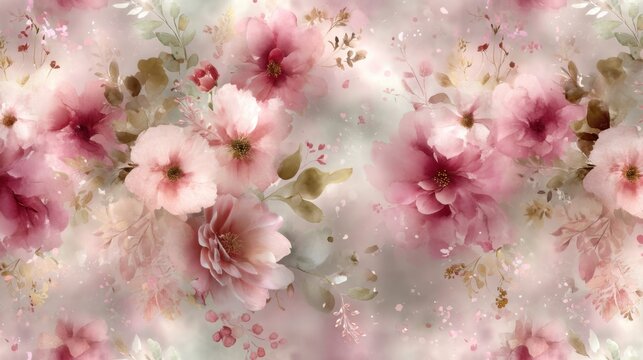 Delicate floral watercolor patterns nature artwork pastel colors soft background subtle design for home decor