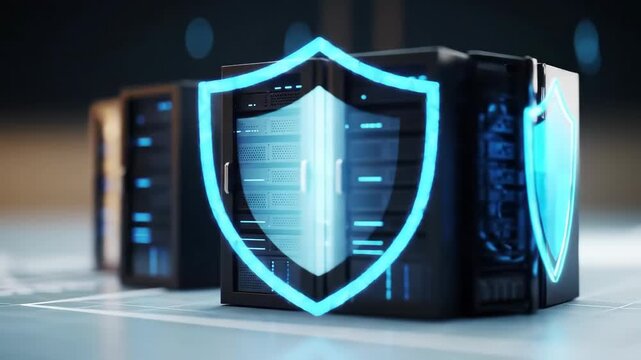 Modern data center with high-performance server racks and cloud infrastructure representing digital storage, cybersecurity, and enterprise IT operations.