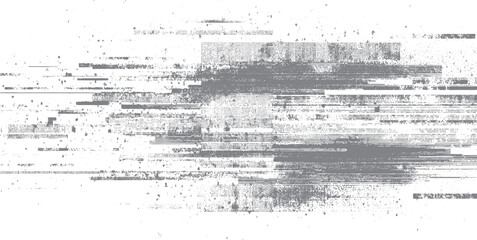 Obraz premium Distressed grey horizontal lines and dots texture on white background. abstract grunge pattern with digital noise effect