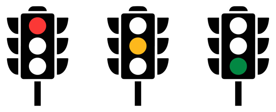 traffic signal light icon set