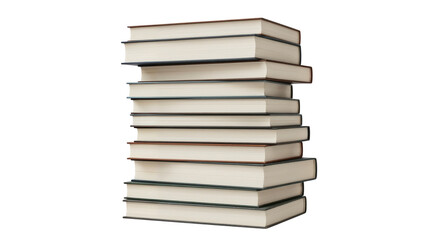 Stack of blank books piled neatly on white background  