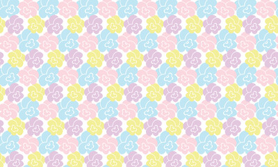 パンジーの花マークが敷き詰められたパステルカラーの花柄