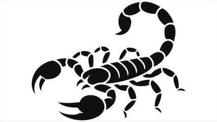 Scorpio Zodiac Sign Silhouette Vector Illustration. Black Scorpion Icon Isolated on White Background. Astrology Horoscope Symbol. Dangerous Arachnid Tattoo Design, Stencil and Logo Graphic Element