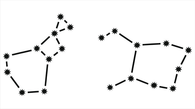 Minimalist Dot and Line Zodiac Constellation Silhouette Vector Set, Monochrome Black Celestial Astrology Star Map Art, Esoteric Horoscope Graphics for Tattoos, Wall Decor, Branding, Spiritual 