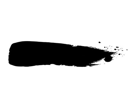 Solid black horizontal brush stroke with fine splatter detail on right side for minimalist modern graphic design and artistic text base vector illustration visual