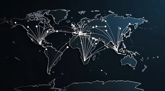Global Network Connections World Map Data Visualization.