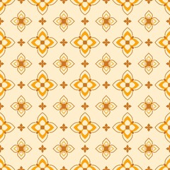 The background features a beautiful golden yellow geometric pattern.
