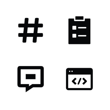 ui,icon,minimal,interface,design,hashtag,clipboard,chat,code,digital,modern,symbol,layout,communication