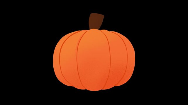 hand draw bouncy halloween pumpkin pop out with scary face animation, isolated spooky jack o lantern pumpkin with creepy face ado, animated orange pumpkin video for halloween