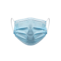 Blue medical face mask on black background