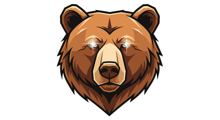 Dynamic illustration of a formidable brown bear's head with glowing eyes, perfect for a powerful mascot, emblem, or team logo design