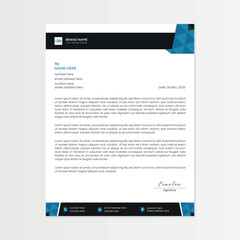 Creative Letterhead Design Template with Blue Geometric Accents