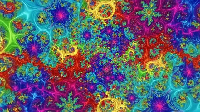 Vibrant Fractal Patterns in Motion Graphics.