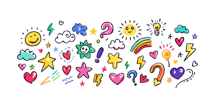 A vibrant collection of diverse emoji symbols representing various emotions and objects Vector