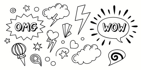 A collection of various speech and thought bubbles with sound effects Vector © RABBI