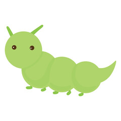 Fototapeta premium Cute Caterpillar Illustration. Green Caterpillar, Friendly Bug. Playful Garden Larva, Kid friendly Vector Art