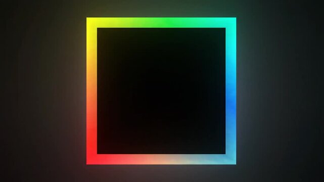 Glowing rainbow light frame on dark abstract background