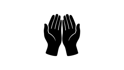 Obraz premium A solid black silhouette of two hands raised in a prayer gesture, commonly known as Dua in Islamic tradition.