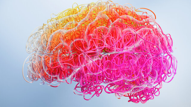 Futuristic 3D Hologram Brain activity Animation with Neuron system Connections, Neural Networks, Loop 4K stock video 3D render